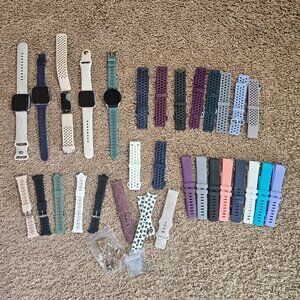 READ Lot of 5 Fitbit Watches & Samsung Watch + 29 Bands and Chargers Untested